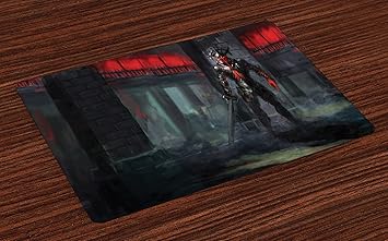 Amazon Com Lunarable Fantasy World Place Mats Set Of 4 Knight In