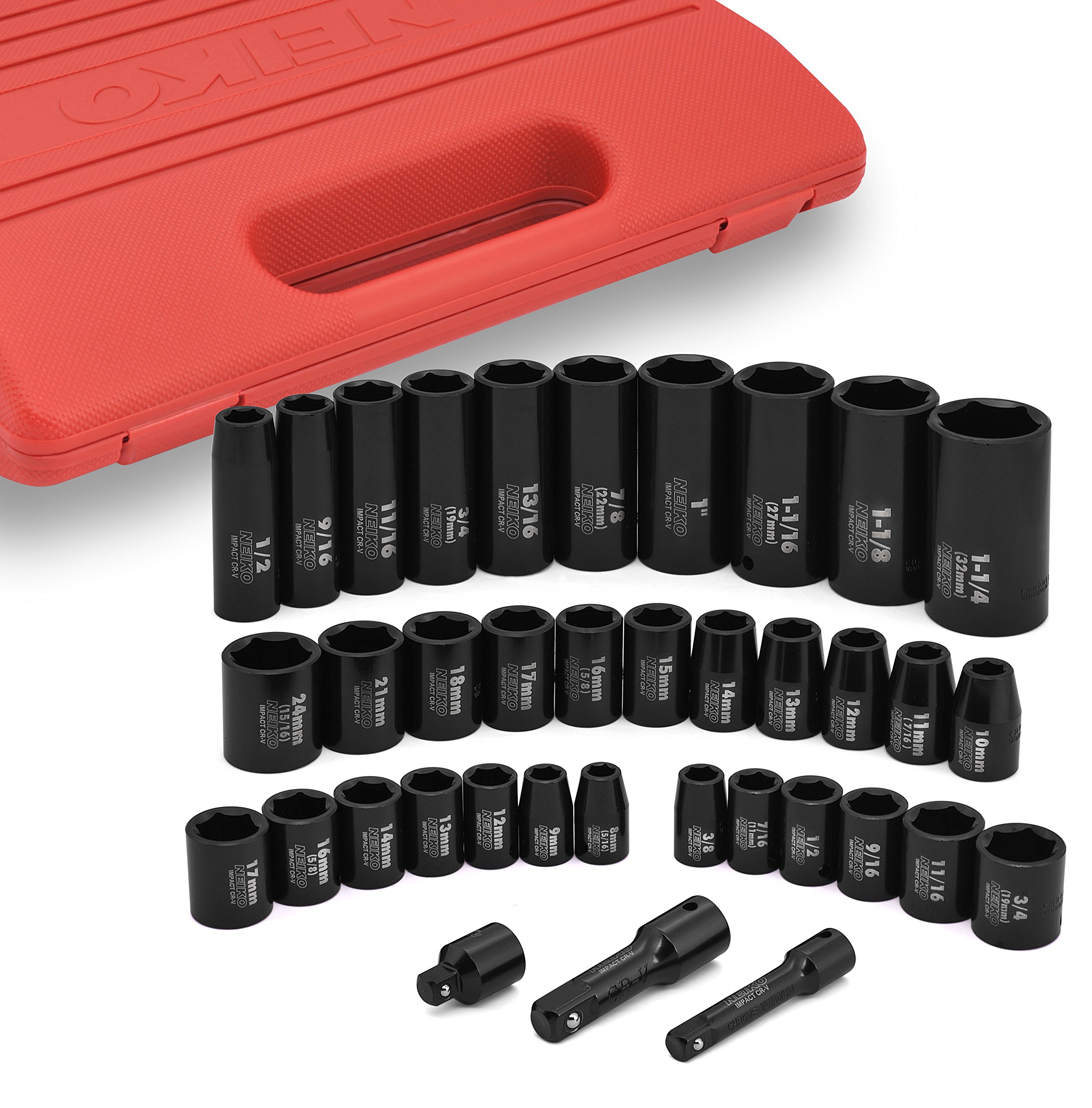 Neiko 02443A Complete 3/8” and 1/2” Drive Impact Socket Set, CRV Steel 692759226352 eBay