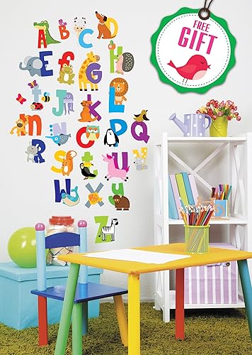 ABC Wall Decals Alphabet Educational Animal Stickers Classroom