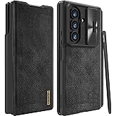 Nillkin for Samsung Galaxy Z Fold 7 Wallet Case with S Pen Holder & Stylus, [Slide Camera Cover][Hinge Protection] Premium Leather Shockproof Slim Cover Flip Phone Case for Galaxy Z Fold 7 Black