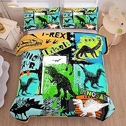 NINENINE Dinosaur Bedding Sets for Kids,Watercolor