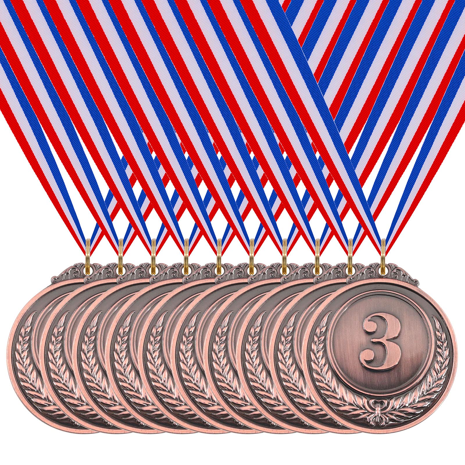 Hilitchi 10pcs Bronze Award Medals - Olympic Style Winner & 3rd Place Medals with Ribbon