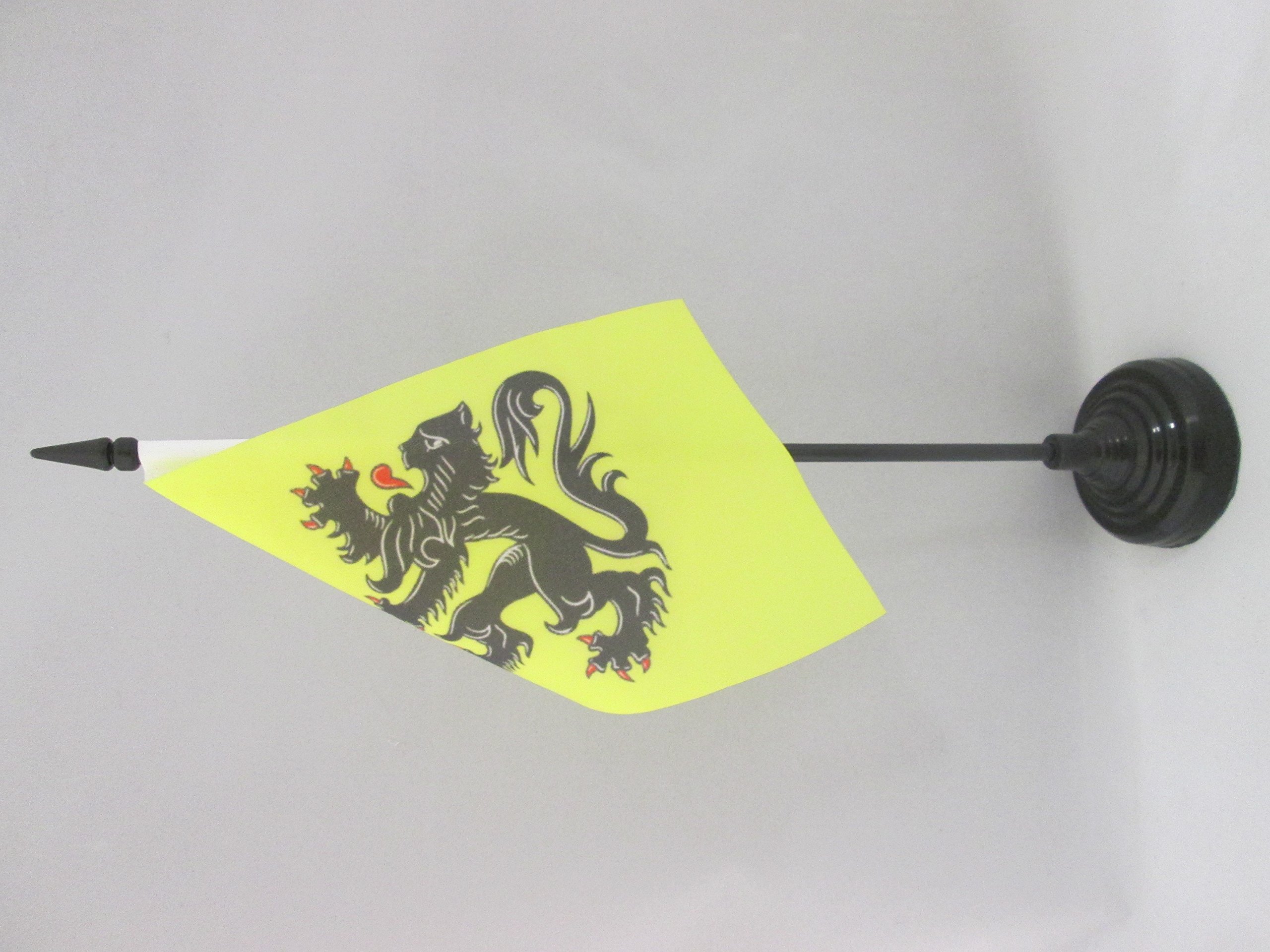 AZ FLAG - Nord-Pas-de-Calais Table Flag 4'' x 6'' - French region of Nord-Pas-de-Calais Office Mini Banner 100% Polyester 15 x 10 cm - Mini Desk Flag with 10'' Pole and Black Plastic Base