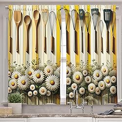 Ambesonne Summer Valance & Tier Curtain 3 pcs