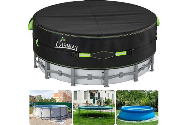 UIRWAY 18 Ft Winter Round Pool Cover with Reflective Strips, Premium Fabric | Swimming Pool Cover for Above Ground Pools, Inc