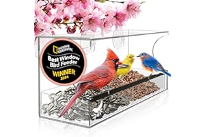 Window Bird Feeder by Nature's Hangout - Award-Winning Transparent Acrylic Bird Feeders for Outdoors, No Assembly, Strongest Suction Cups, Birds Watching for Cats, Easy-to-Clean Birdhouse Feeder