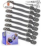 Boxiki kids Anti-Tip Television and Furniture Anchor Strap for Child Safety (4 Pairs) Quakehold and Safety Straps for Child Proofing Your Home (Black)