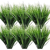 AojSup 40 Bundles Artificial Grass Plants for Outdoors, UV Resistant Fake Grass Plant Decor, Faux Grasses for Outdoor Planters, Polyethylene Fake Ornamental Grasses for Garden/Porch/Window Box