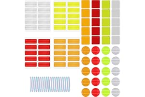 JIEYUMAO 100Pcs Warning Reflective Stickers, 5 Colors Safety Reflective Sticker for Outdoor, Self-Adhesive Visibility Reflect