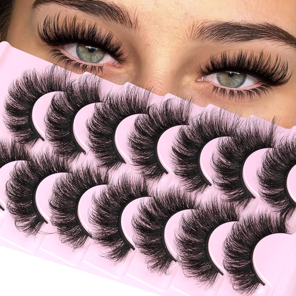 ALICROWN Fake Eyelashes 20MM Dramatic Faux Mink 5D 7 Pairs Reusable Fluffy Pack