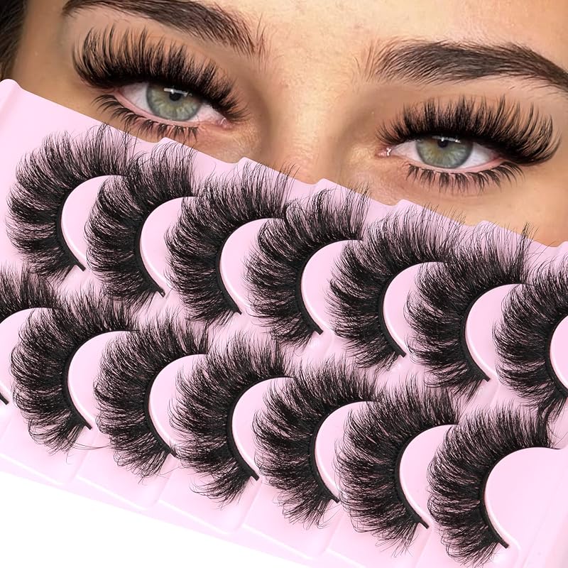 ALICROWN Fake Eyelashes 20MM Dramatic Faux Mink 5D 7 Pairs Reusable Fluffy Pack