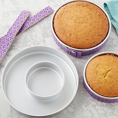 Wilton Bake-Even Strips and Round Cake Pan Set, 8-Piece 6, 8, 10