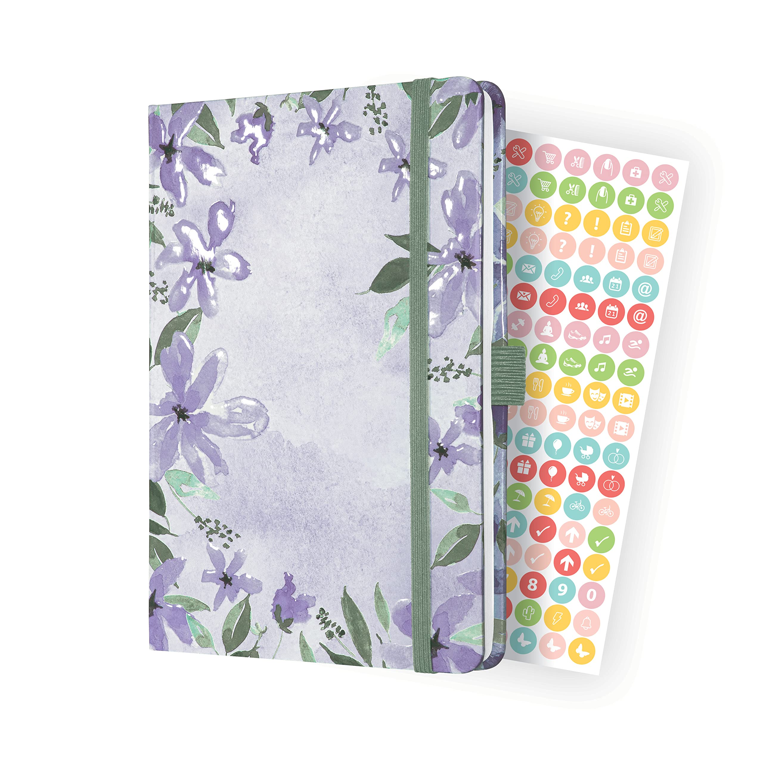 SIGEL J3337 Jolie Weekly diary 2023 - Loose Florals Lilac - 13,5 x 20,3 cm - hardcover - 174 pages - violet, green