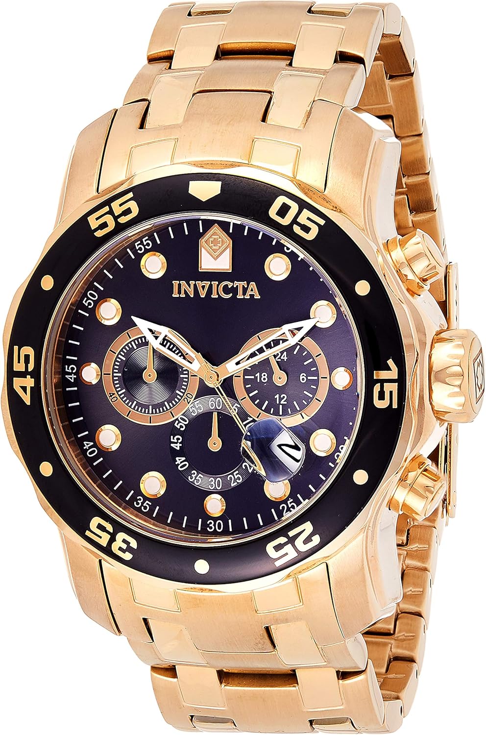 Amazon Com Invicta Men S 80064 Pro Diver Chronograph Charcoal Dial 18k Gold Ion Plated Stainless Steel Watch Invicta Watches