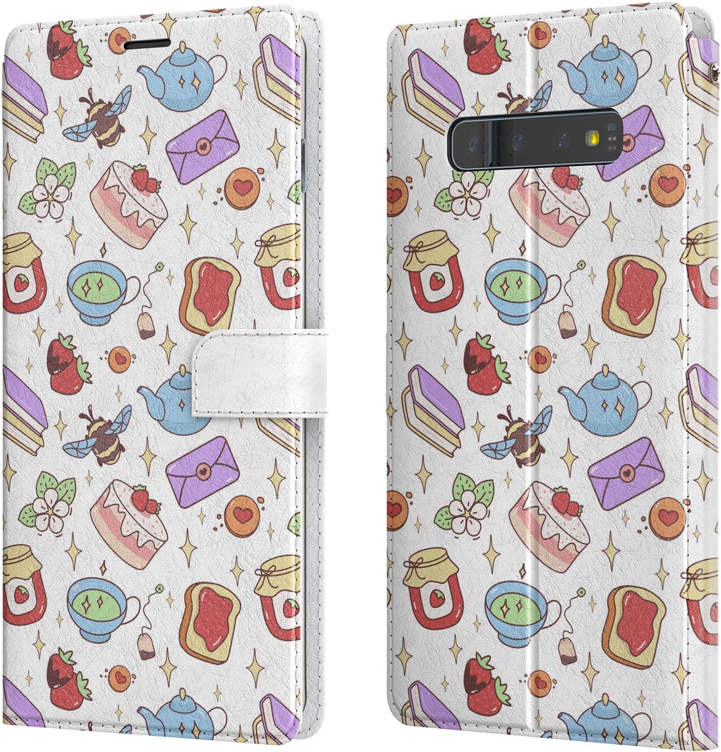 Lex Altern Wallet Case Compatible with Samsung Galaxy Note 20 Ultra 5G S20 S10 Plus S9 8 A71 A70 A50 A21 Kawaii Girly Shockproof Cute Bee Books Magnetic Stars Flip Strawberry Slim Protective walh032