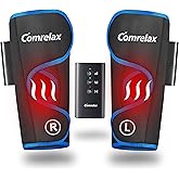 comrelax Rechargeable Leg Massager with Heat for Circulation Air Compression Pain Relief Calf Foot Massager Electric Machine Massage Handheld Controller 3 Intensities 3 Modes