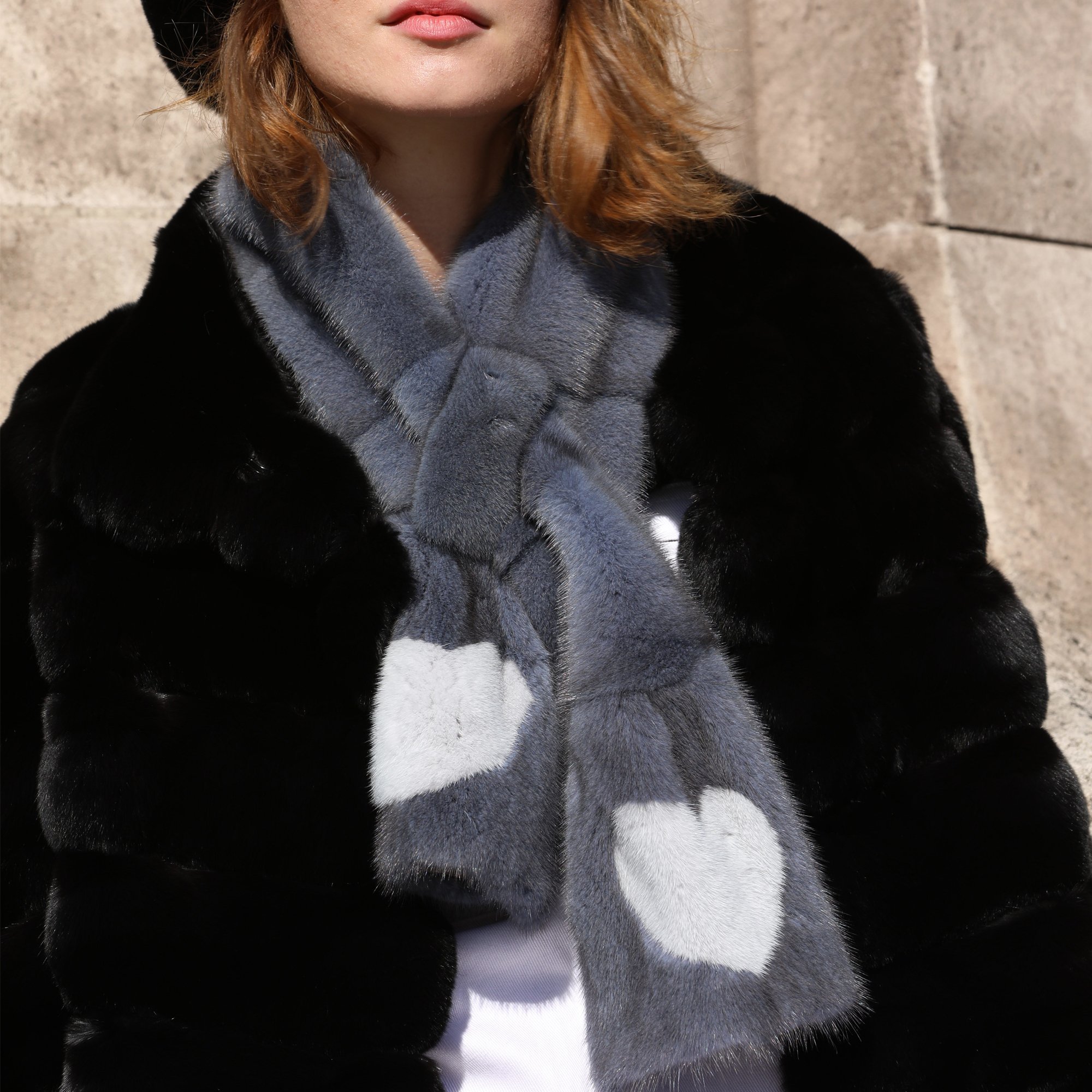 Mink fur scarf, heart-shaped pattern scarf Designed By lolo luxury furs
