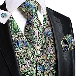 Hi-Tie Mens Suit Vest Bowtie Set Ties for Men V