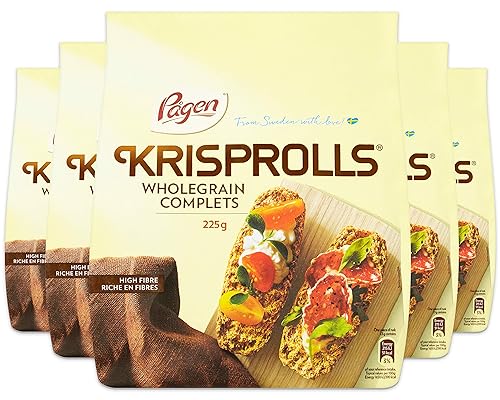 Pågen Krisprolls Wholegrain | Swedish Toast | Healthy Snack | High Fibre | 5 PACKS of 225 g