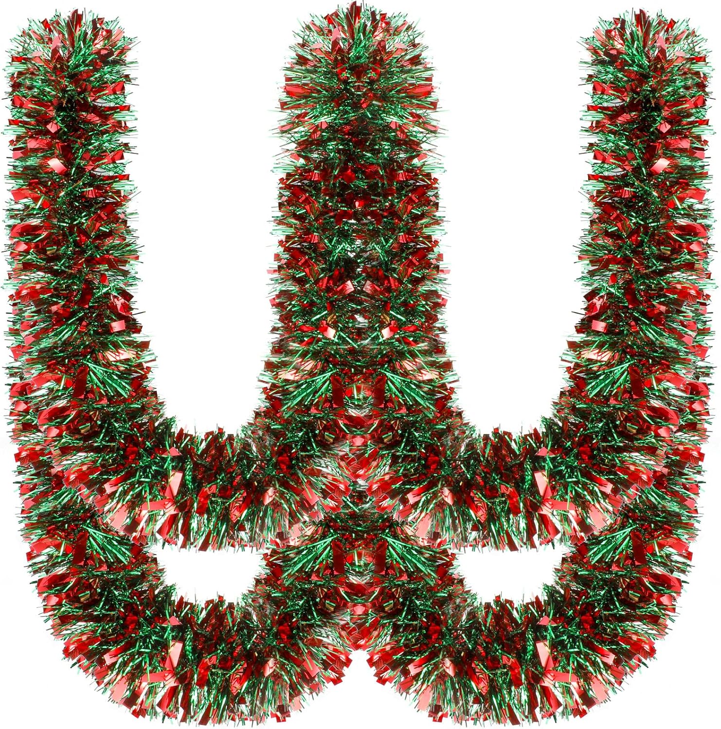 Wreaths, Garlands & Swags - Dingion 59 Feet Christmas Tinsel Garland Metallic Twist Garland Shiny Hanging Garland Ornaments for Christmas Tree Party Supplies Indoor and Outdoor Decoration (Red Green)