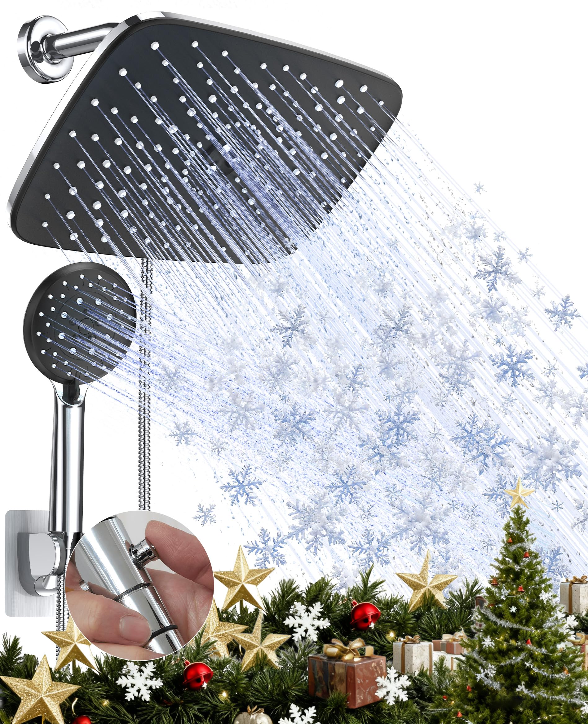 Veken 11.8 Inch Rain Shower Head with Handheld- High Pressure Dual ...