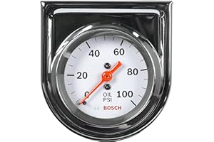 Bosch SP0F000044 Style Line 2" Mechanical Oil Pressure Gauge (White Dial Face, Chrome Bezel)