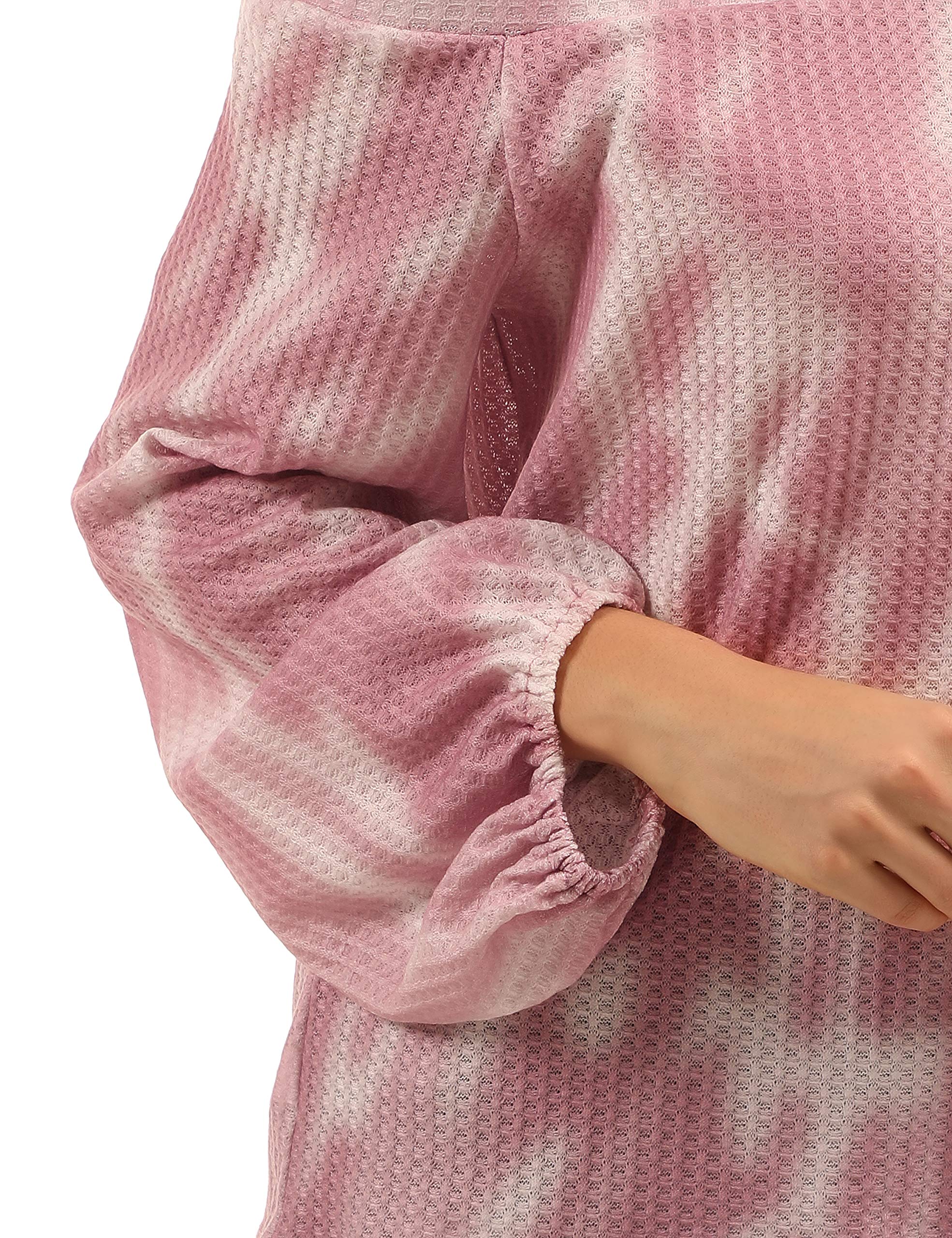 BMJL Women\'s Casual Long Sleeve Tie Dye Shirt Off Shoulder Tops Cute Plus Size Blouse（Medium，Tie dye）