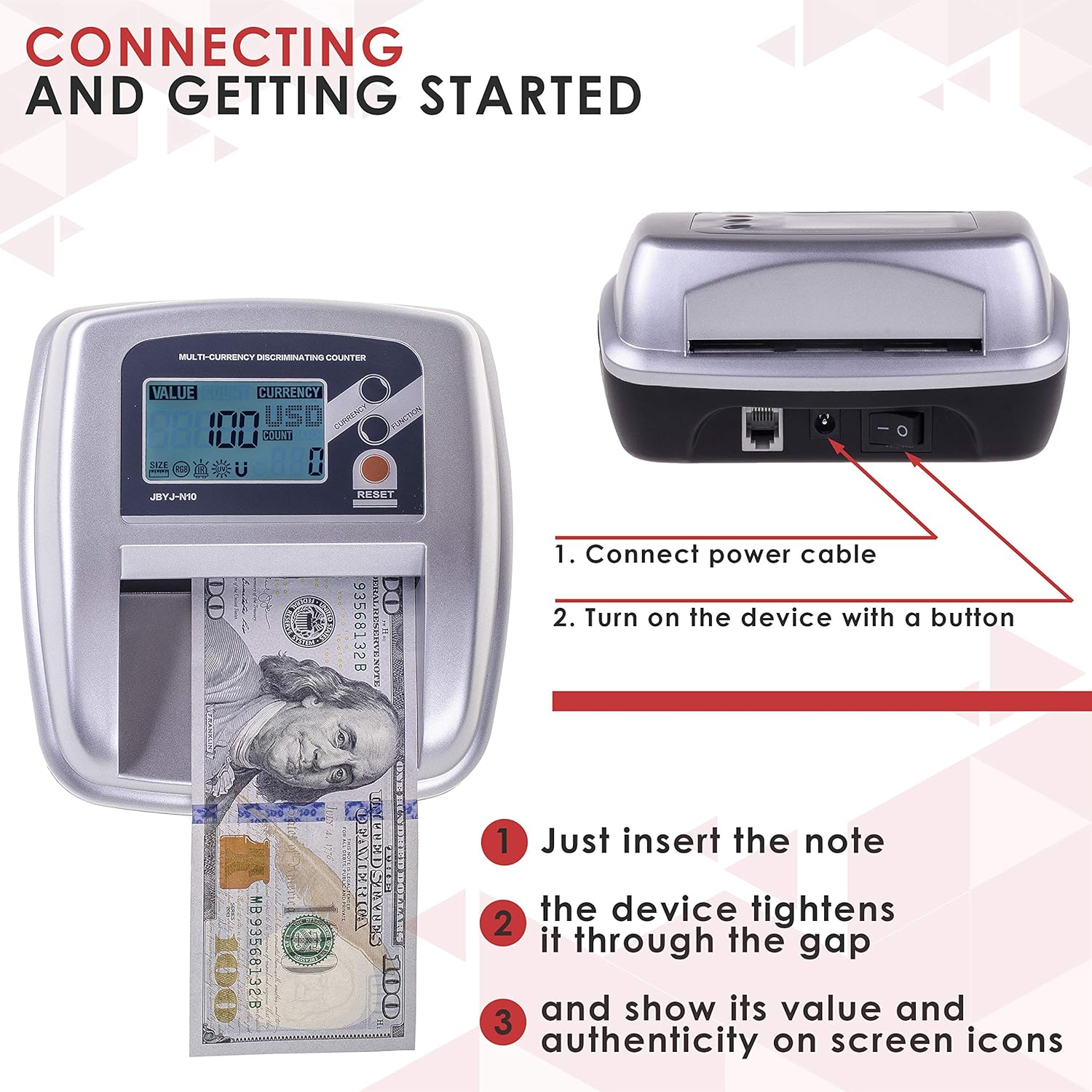 3 in 1 New Counterfeit Bill Detector & Counter with 5 Detection Modes & Bonus Counterfeit pens : Office Products