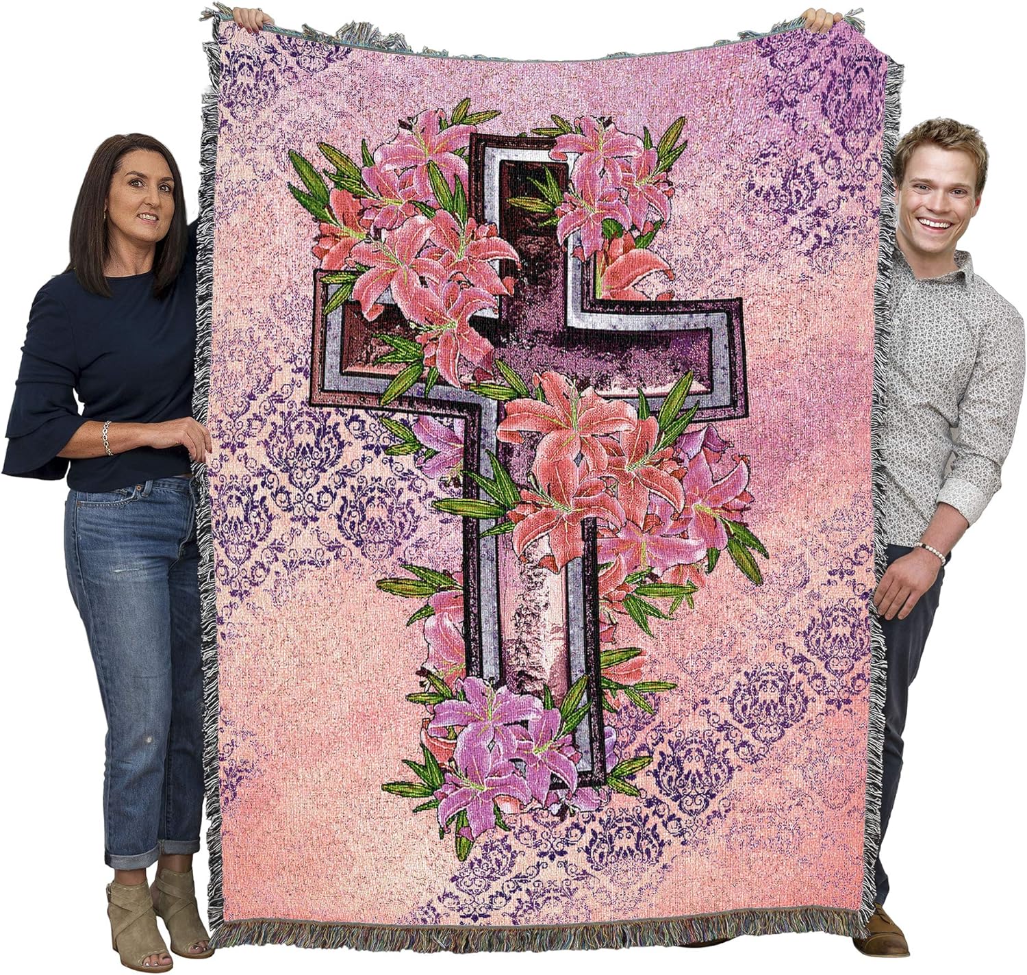 Cross and Stargazer Sympathy Blanket Throw Woven from