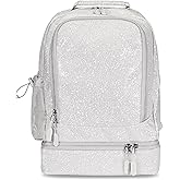 Bentgo Kids 2-in-1 Backpack & Insulated Lunch Bag - Glitter Designed 16” Backpack for School & Travel -, Durable, Water Resistant, Padded, & Large Compartments (Glitter Edition - Silver)