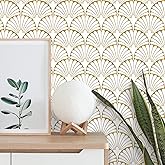 Boho Gold Leaf Peel And Stick Wallpaper - 17.5x102" Removable Ginkgo Pattern Contact Paper