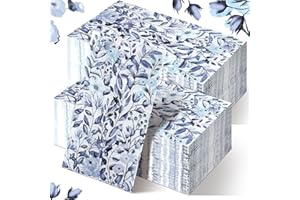 Karenhi 200 Pcs Blue Floral Guest Napkins 2 Ply Blue and White Napkins Spring Floral Bathroom Napkins Decorative Bathroom Paper Hand Towels Disposable Hand Towels for Spring Summer Wedding Bridal