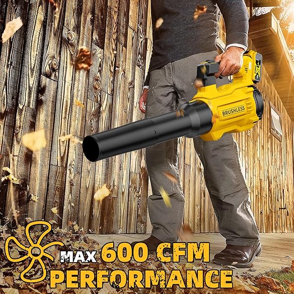 NELHALT 20V CORDLESS LEAF BLOWER, MAX 600 CFM/125 MPH TURBO BOOST MODE COMPATIBLE WITH DEWALT 20V MAX BATTERY, BRUSHLESS MOTOR, ERGONOMIC 3.6LBS FOR DRIVEWAY & YARD, TOOL ONLY