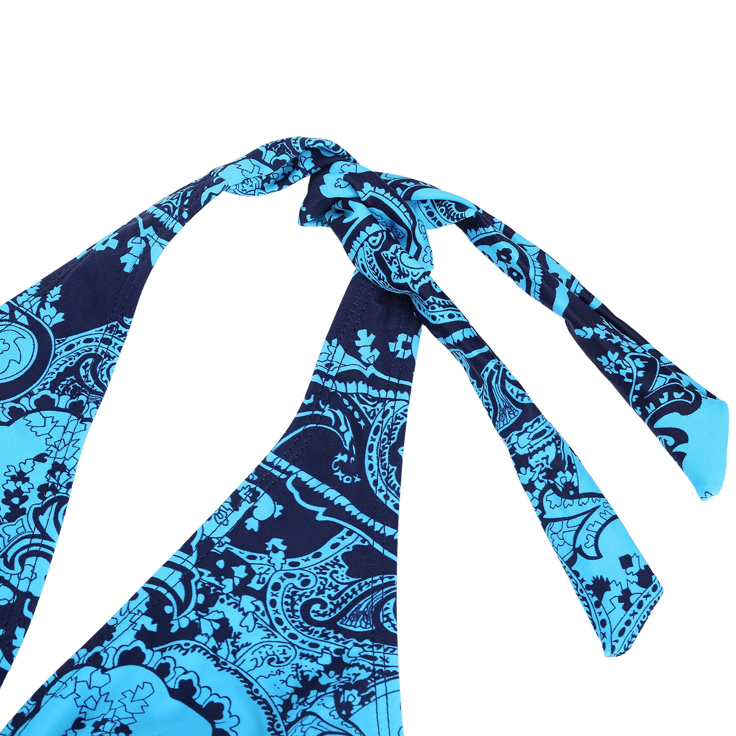 Beaulinks Womens Floral Printed V Neck Swimsuits Halterneck Tankini Sets Swimwear with Board Shorts (UK 12 (Medium), Blue)