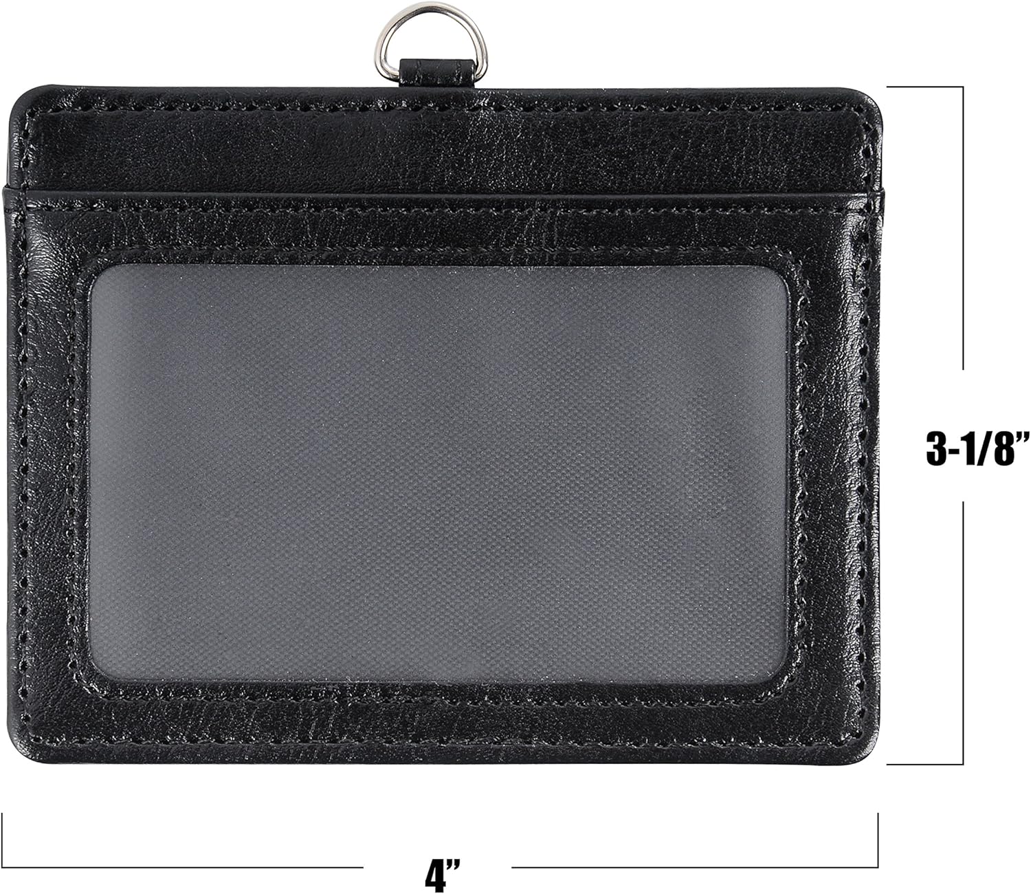 Wisdompro 2-Sided PU Leather ID Badge Holder with 1 ID Window and 1 Card Slot and 1 Piece 23 Inch Adjustable Polyester Detachable Neck Lanyard Strap (Holds 3 to 4 Cards)- Black (Horizontal) - Image 5