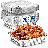 8x8 Disposable Aluminum Pans With Lids - 20 Pack