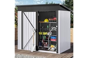 DWVO Outdoor Storage Shed 5x3FT, Heavy Duty Metal Tool Sheds Storage House with Lockable Door & Air Vent for Garden, Patio, Lawn to Store Bikes, Trash Bins, Tools, Lawnmowers,White