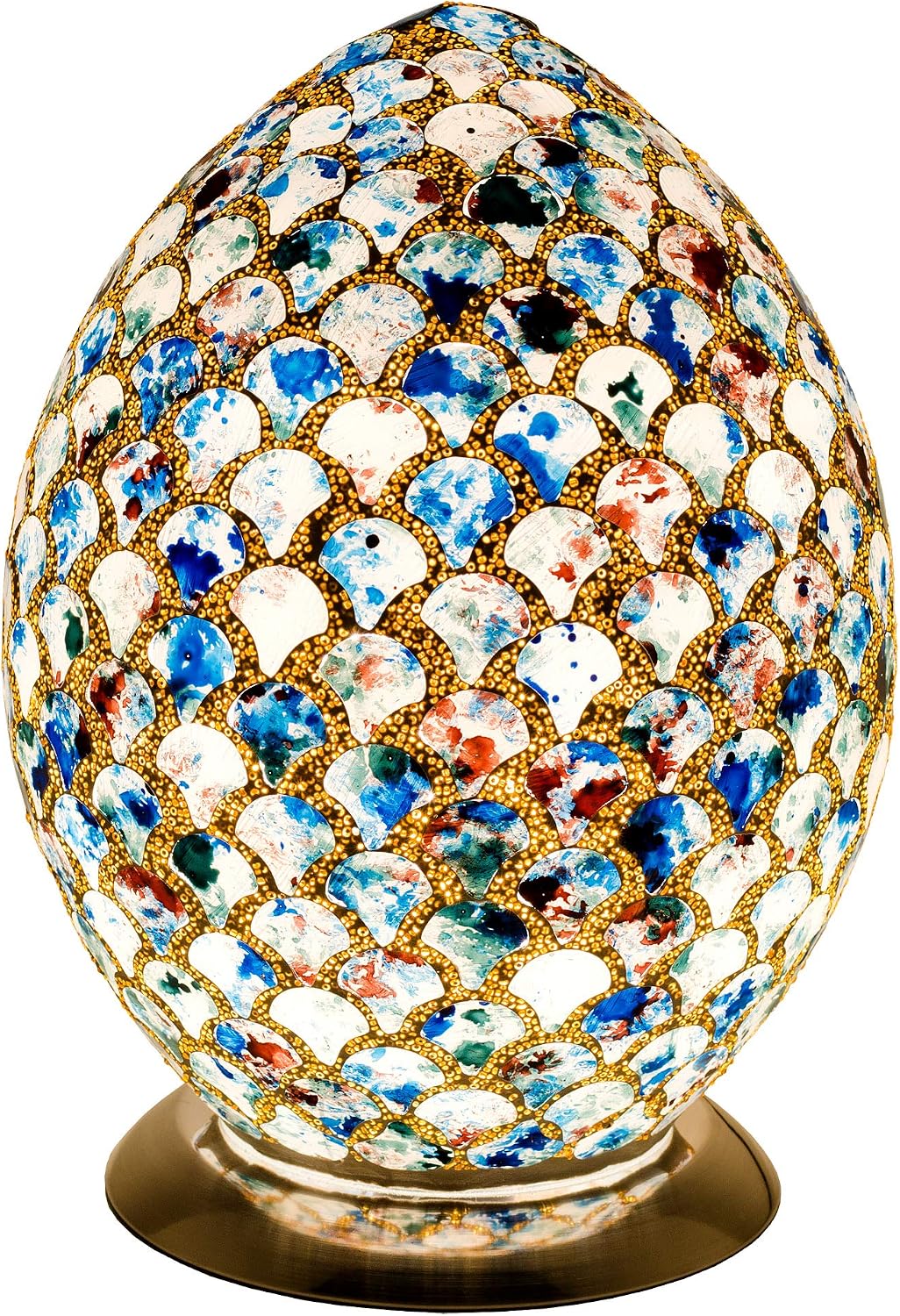 Febland Blue Tile Medium Mosaic Glass Egg Lamp, 30 cm - Image 3