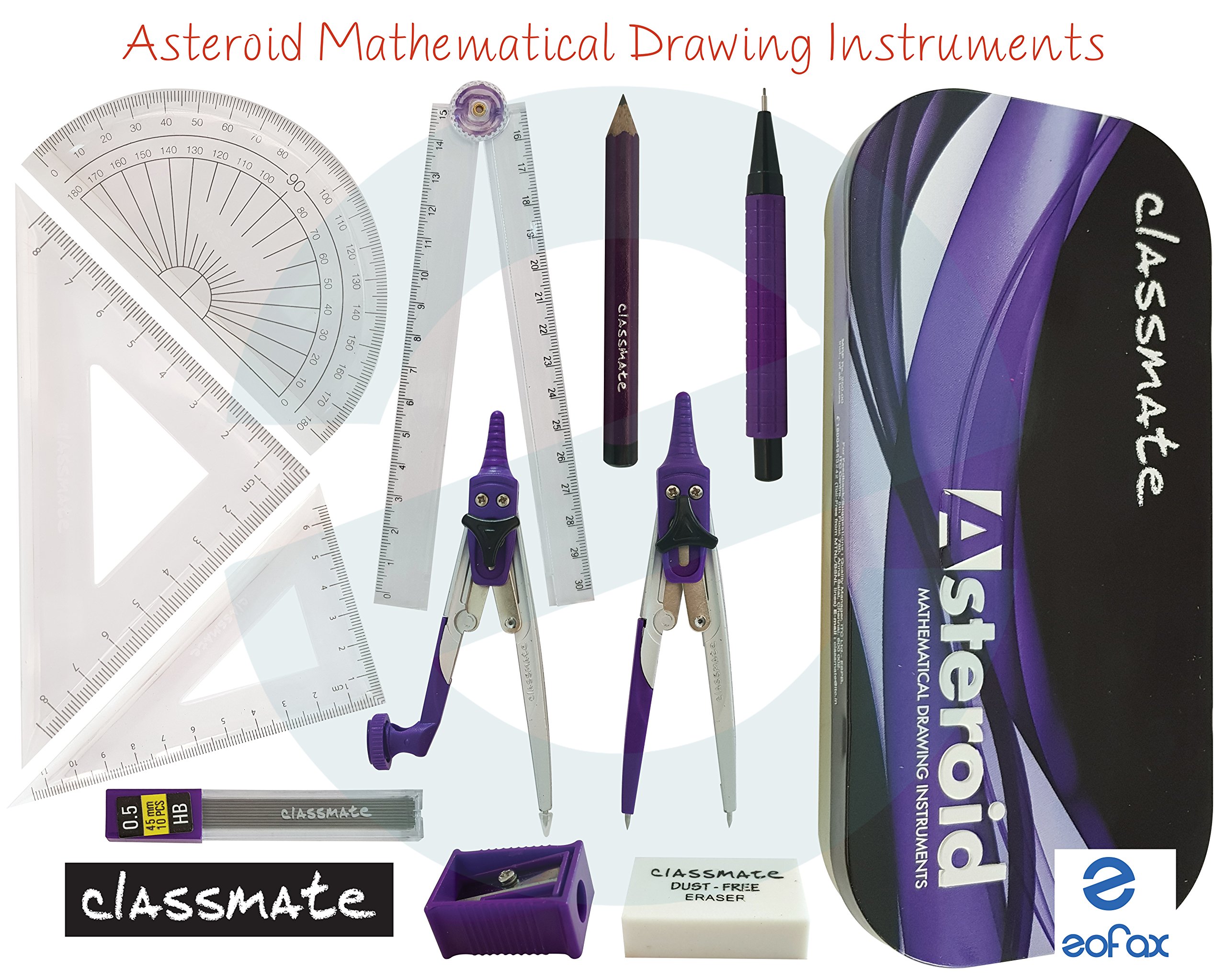 CLASSMATE Maths Set Geometry Ruler Squares Protractor Compass