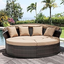 Crownland Outdoor Patio Canopy Bed Round Daybed
