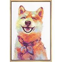 SIGNWIN Framed Canvas Wall Art Cute Nursery Happy Puppy in Yellow Orange Animals Wildlife Oil Painting Modern Art Contemporary Portrait Fun Pastel for Living Room, Bedroom, Office - 16