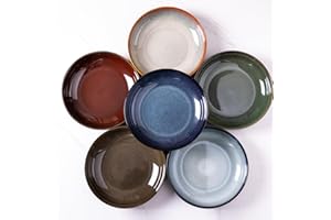 LERATIO Large Pasta Bowls,38oz Ceramic Pasta Bowls,9.0" Reactive Glaze Pasta Bowl Set of 6,Microwave & Dishwasher,Oven Safe,W