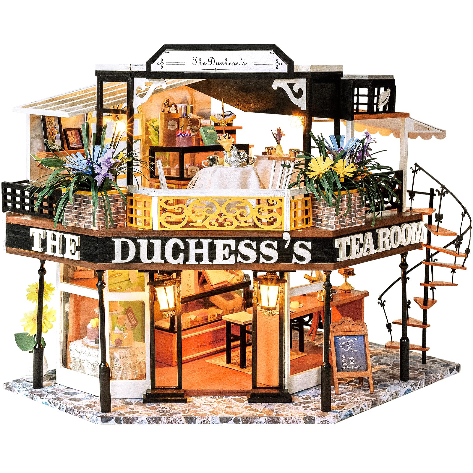 CUTEBEE DIY Miniature House Kit - 3D Wooden Model Building Craft for Adults & Teens, Artistic Home Decor Dollhouse Project, Unique Creative Gifts for Women, Girls & Book Lovers THE Duchess's Tearoom