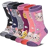 FNOVCO Kids Merino Wool Hiking Socks Toddlers Boys Girls Cozy Thermal Winter Thick Warm Crew Socks 6 Pairs