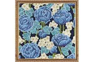 TOBIN Design Works Crafts Blue Roses 12" x 12" Needlepoint Kit, Multicolor