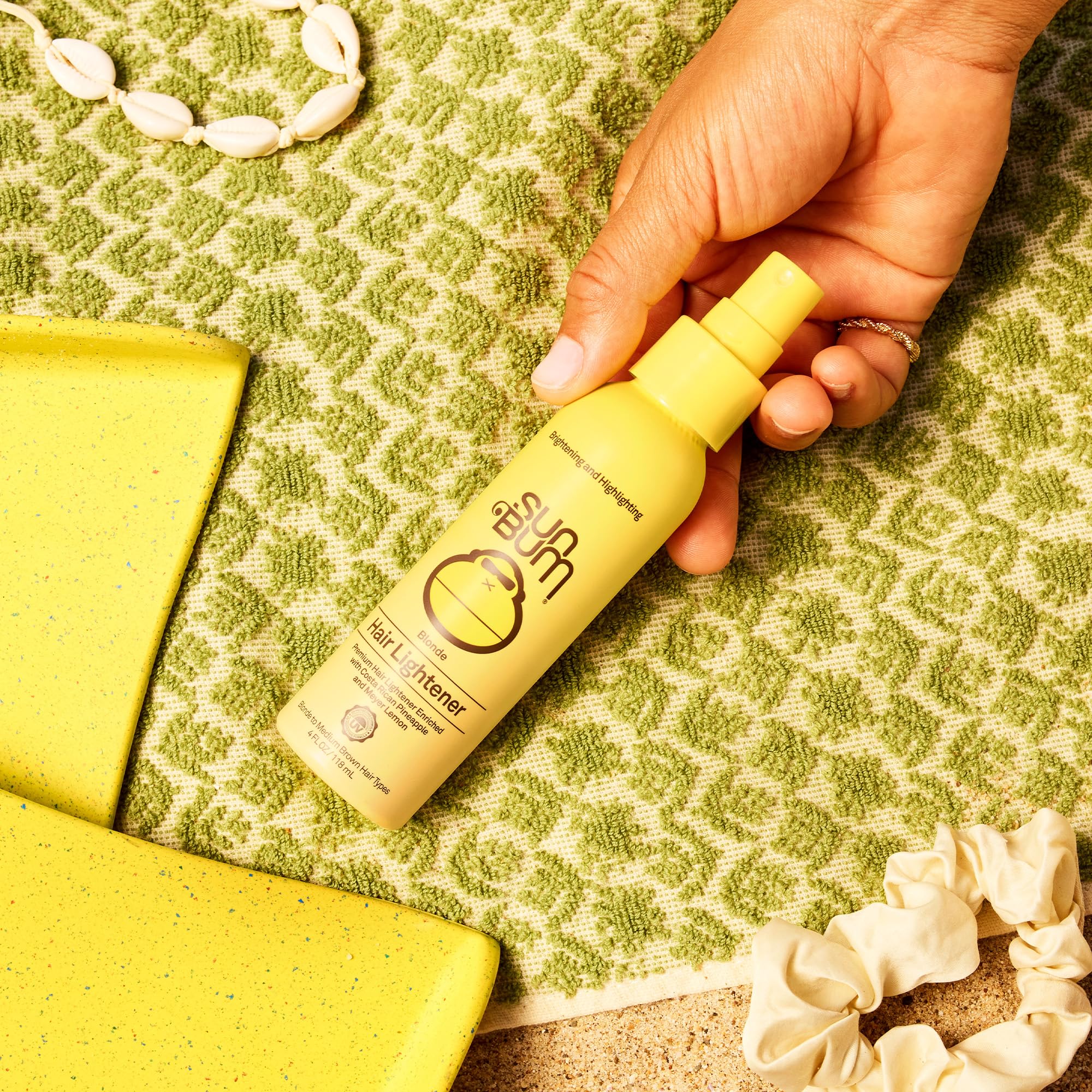Sun Bum Hair Lightener Spray for Blonde to Medium Brown Hair - 4 oz | Enriched with Pineapple and Meyer Lemon | UV Protecting | Vegan