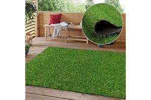 Heyroll Realistic Artificial Turf Grass, 5 FT X 8 FT Artificial Synthetic Fake Grass, 20MM Green Turf Rug Pet Dogs Lawn Mat with Drainage Holes for Indoor Outdoor Patio Garden Landscape/Custom Size