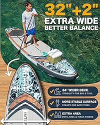 11'x34 Ultra Wide Paddleboard, Inflatable SUP&430lb