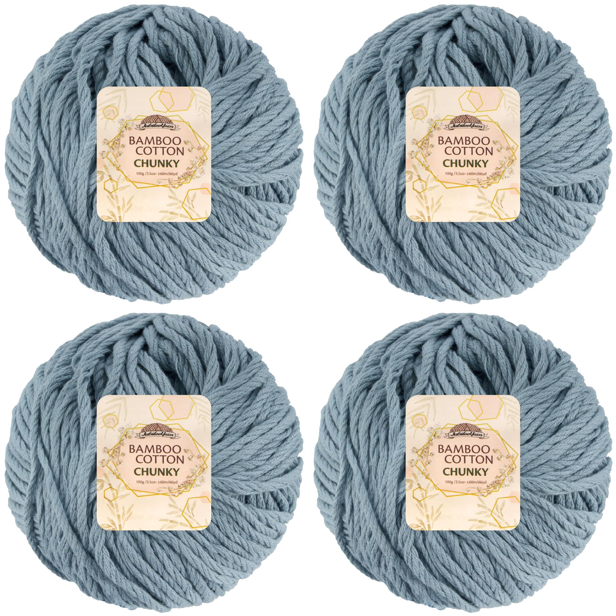 JubileeYarn Bamboo Cotton Chunky Yarn - 100g/Ball - Faded Glacier Blue - 4 Balls — image 1