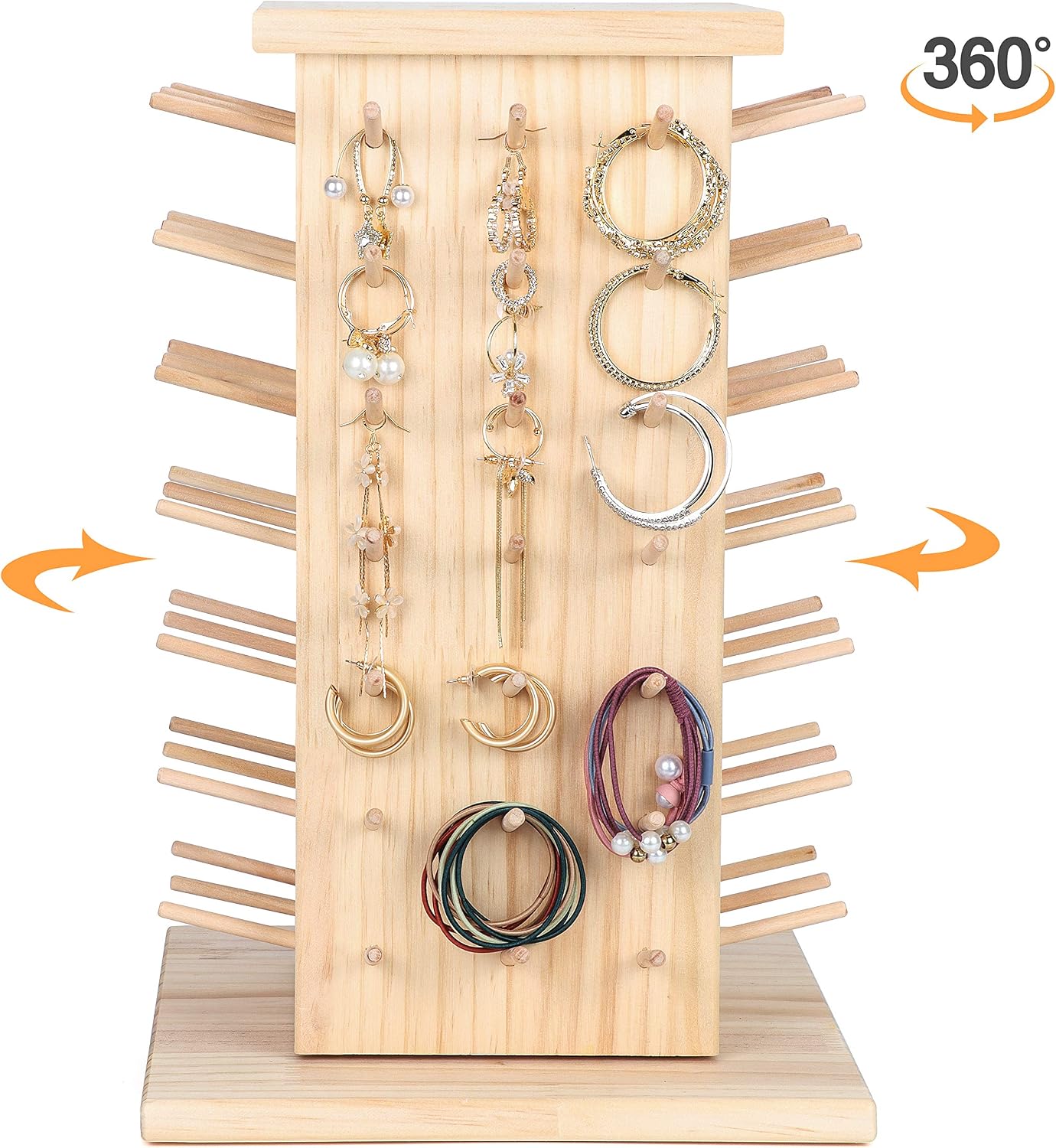 New brothread 93 Spools (DIY) 360° Fully Rotating Wooden Thread Rack/Thread Holder Organizer with Inner Storage Compartments for Sewing Quilting - Image 5